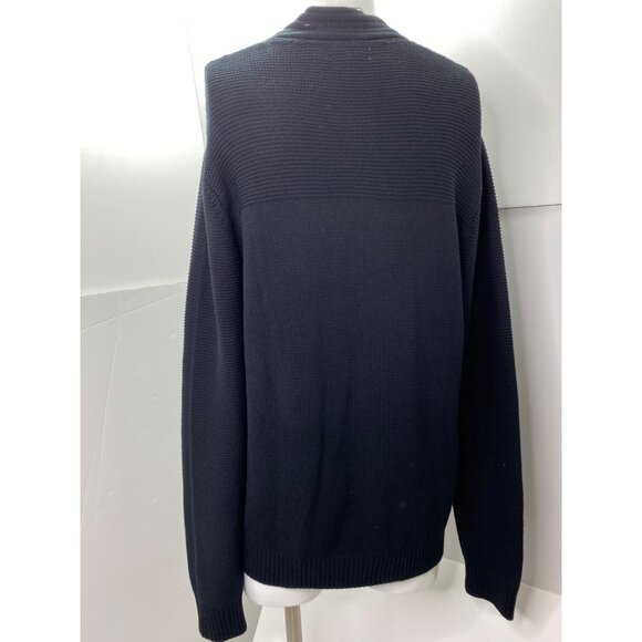 Calvin Klein Fisherman Cable Knit Sweater Men XL Chunky V Neck Black Pullover - Picture 10 of 11